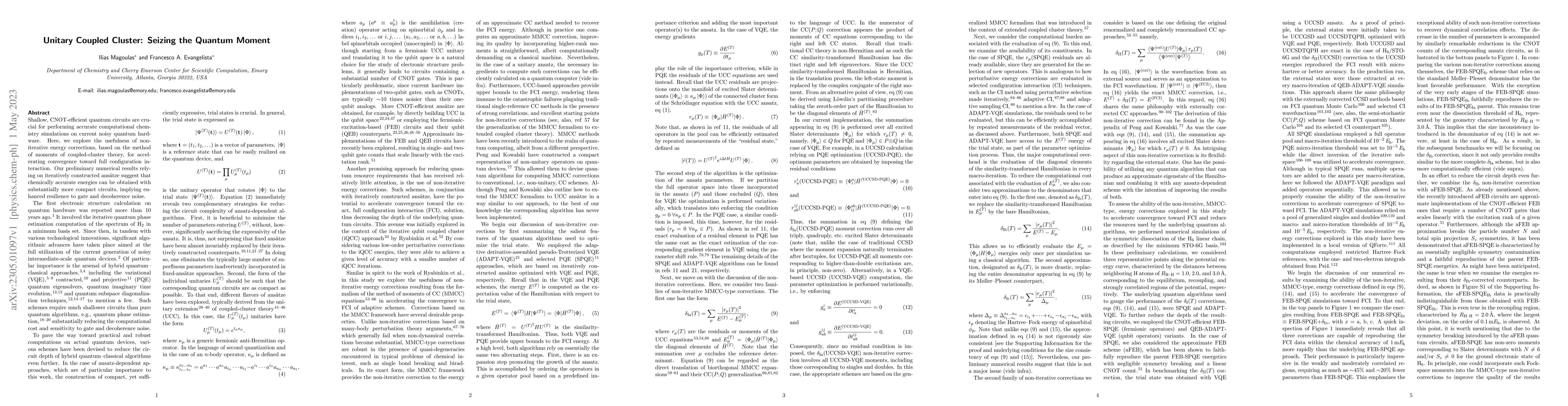 Thumbnail for Unitary Coupled Cluster: Seizing the Quantum Moment