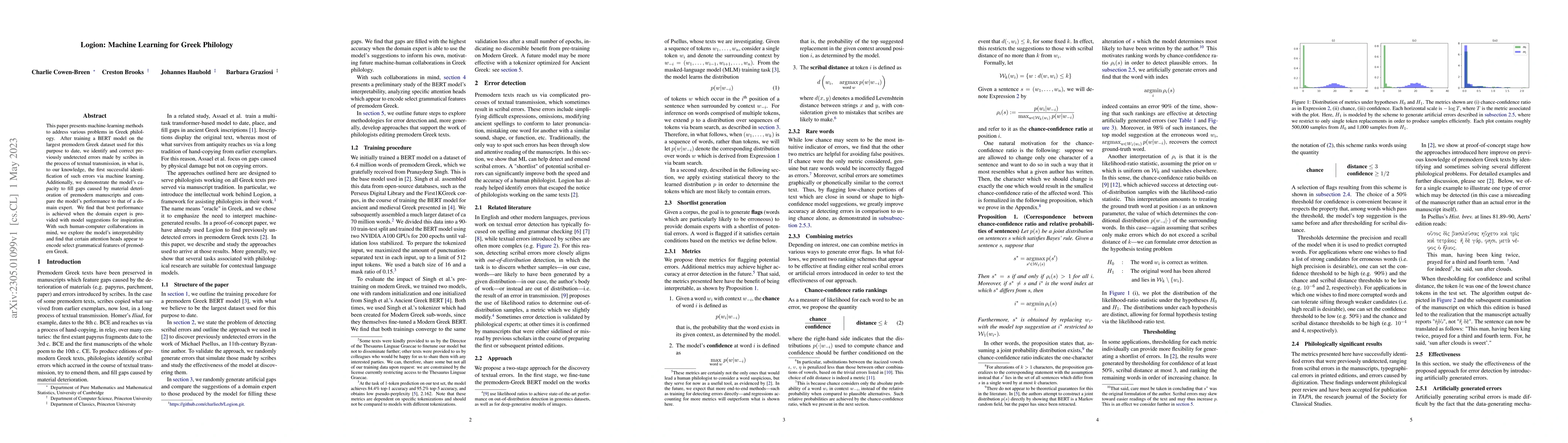 Thumbnail for Logion: Machine Learning for Greek Philology