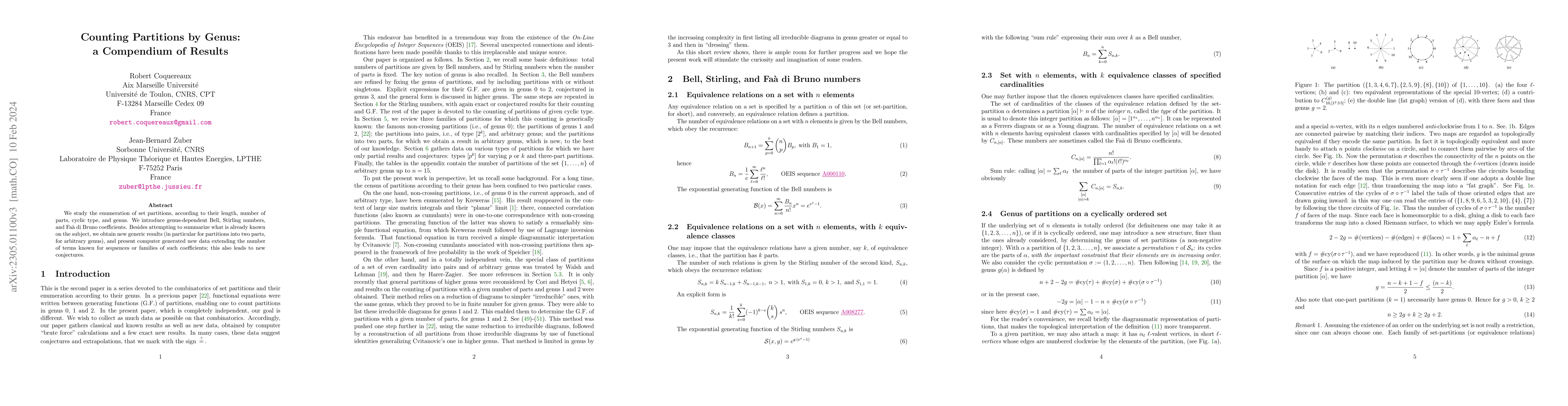 Thumbnail for Counting partitions by genus: a compendium of results
