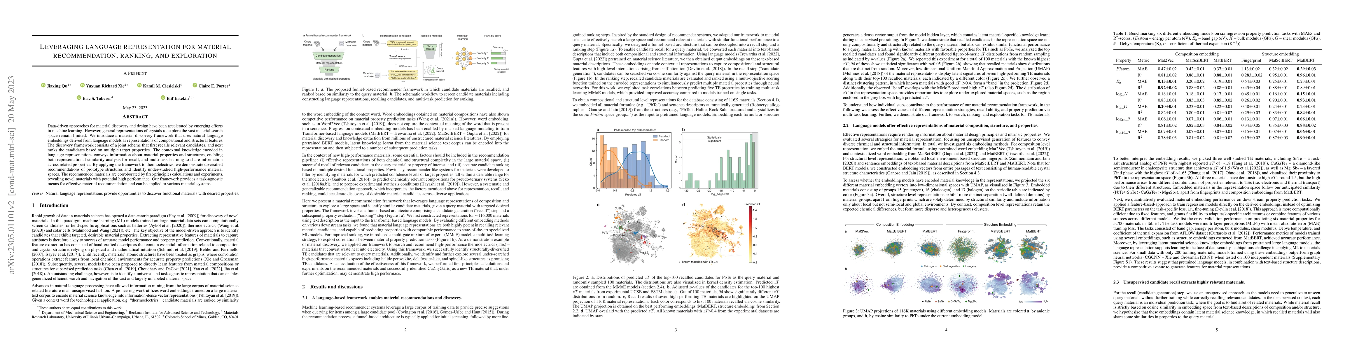 Thumbnail for Leveraging Language Representation for Material Recommendation, Ranking,
  and Exploration