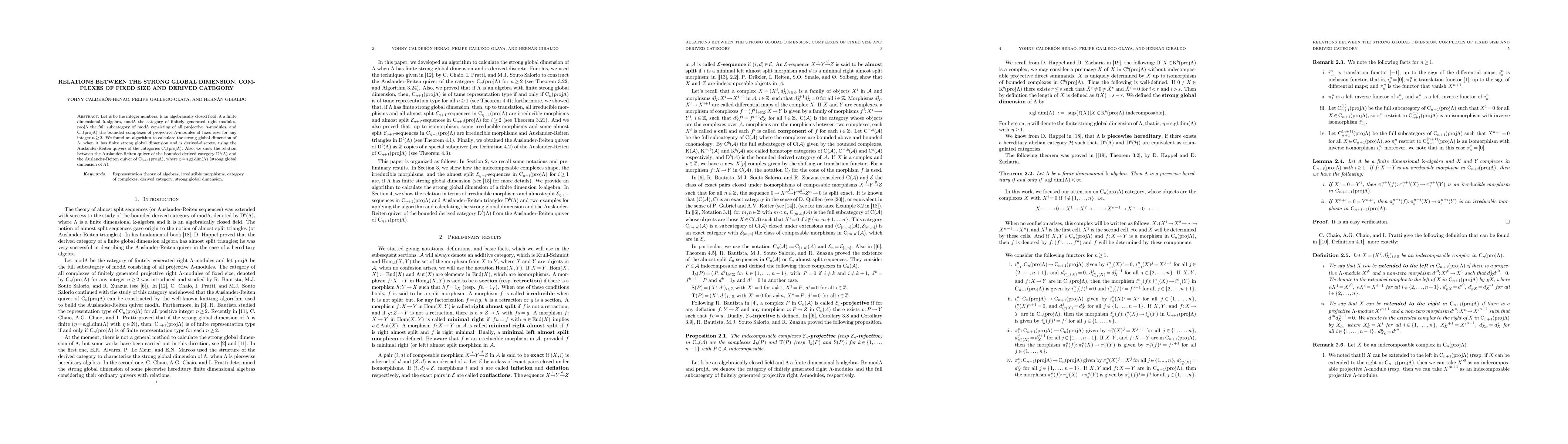 Thumbnail for Relations Between the Strong Global dimension, Complexes of Fixed Size
  and Derived Category