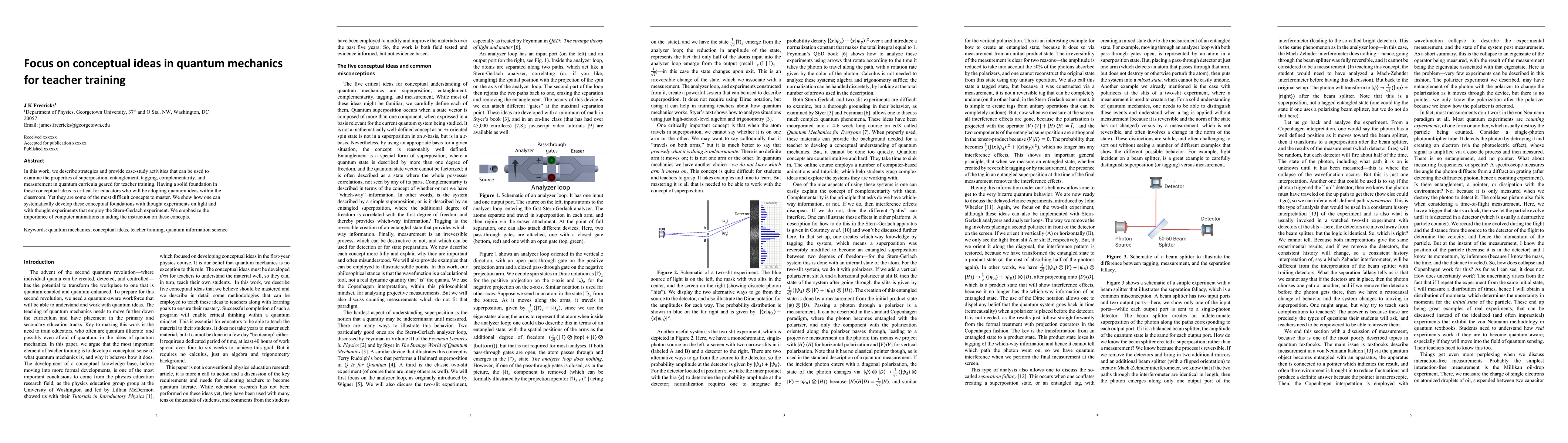 Thumbnail for Focus on conceptual ideas in quantum mechanics for teacher training