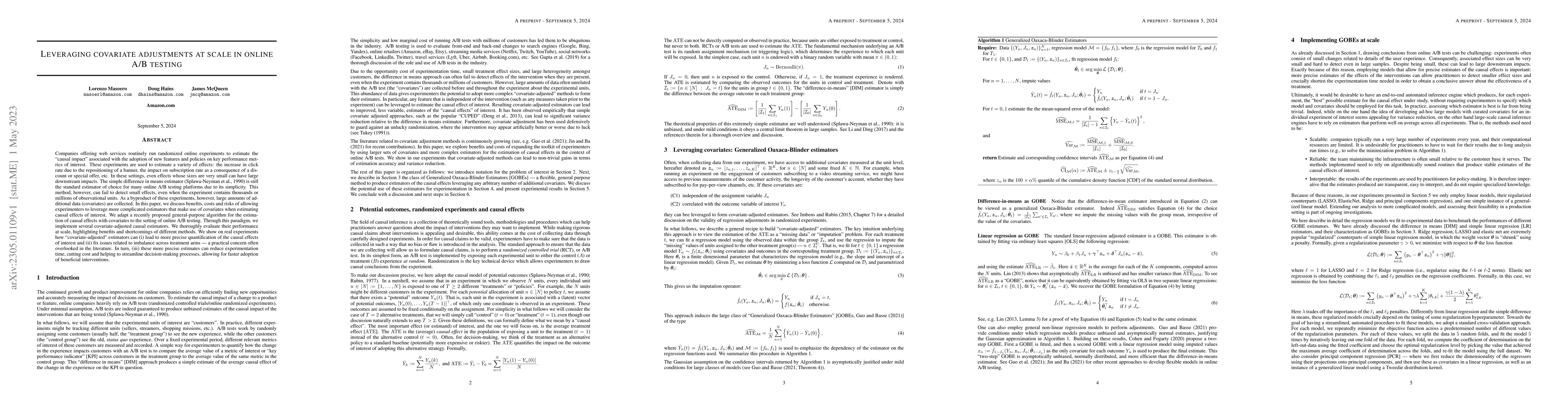 Thumbnail for Leveraging covariate adjustments at scale in online A/B testing