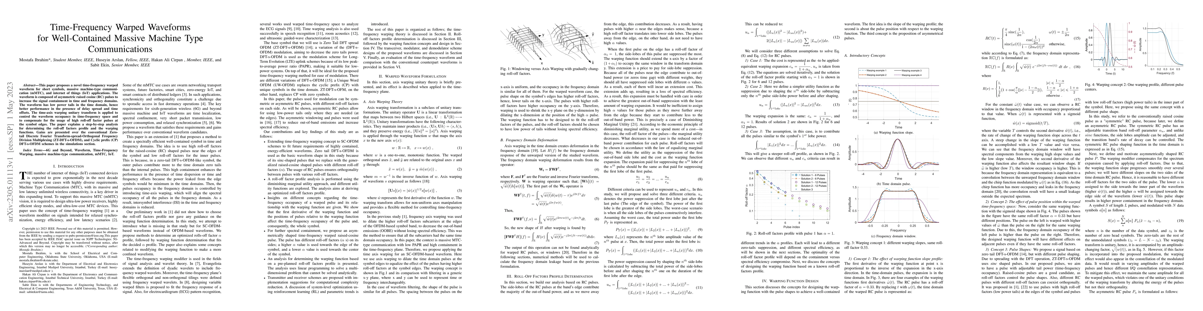 Thumbnail for Time-Frequency Warped Waveforms for Well-Contained Massive Machine Type
  Communications