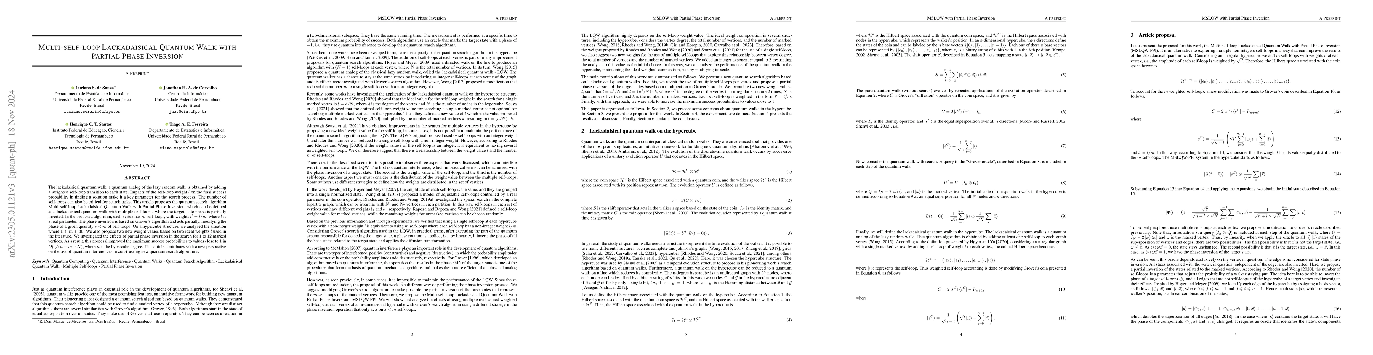 Thumbnail for Multi-self-loop Lackadaisical Quantum Walk with Partial Phase Inversion