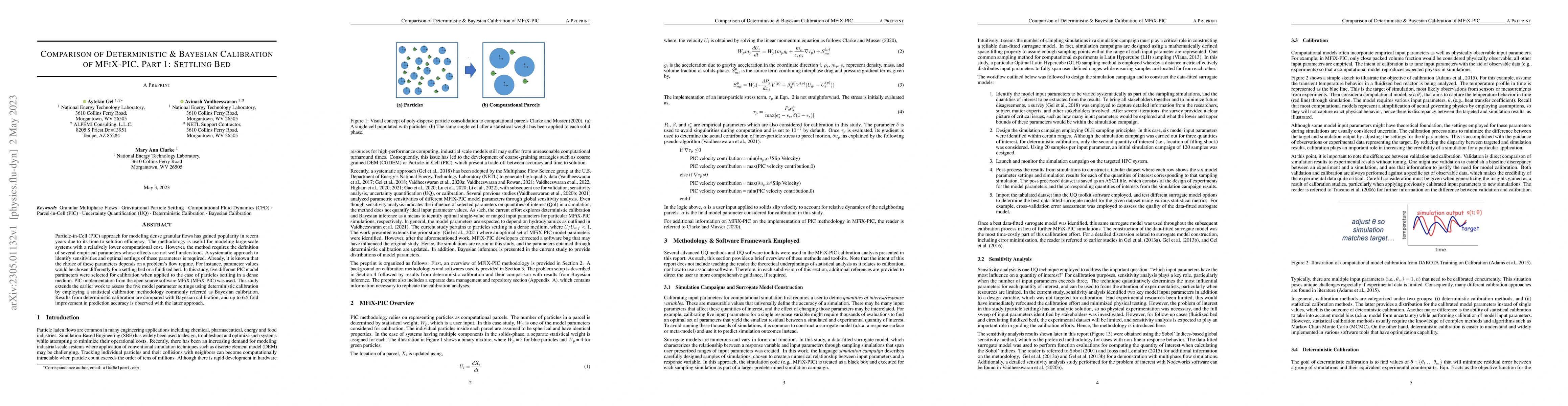 Thumbnail for Comparison of Deterministic and Bayesian Calibration of MFiX-PIC, Part
  1: Settling Bed
