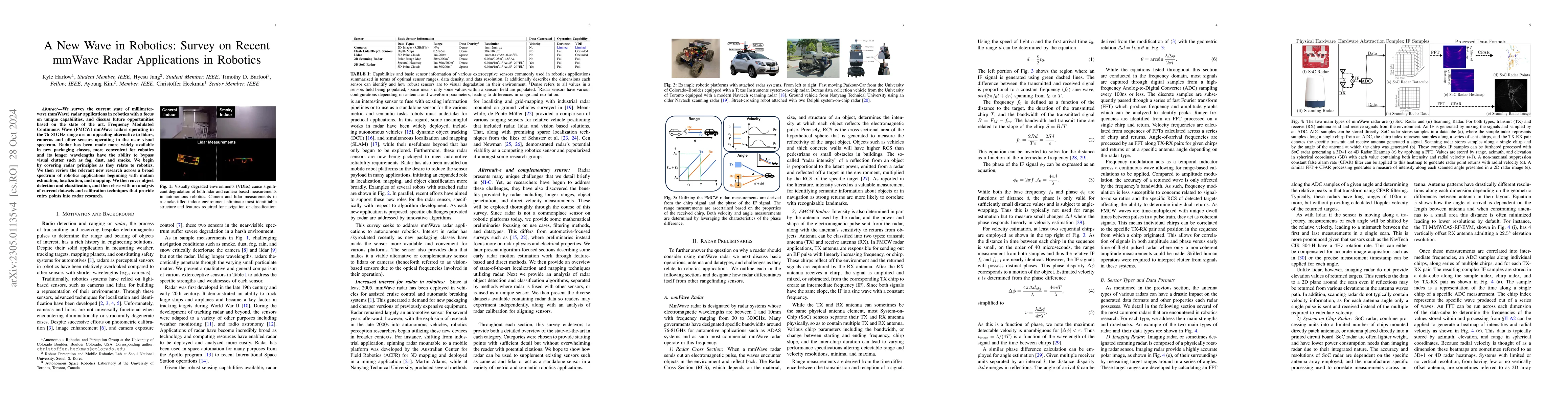 Thumbnail for A New Wave in Robotics: Survey on Recent mmWave Radar Applications in
  Robotics