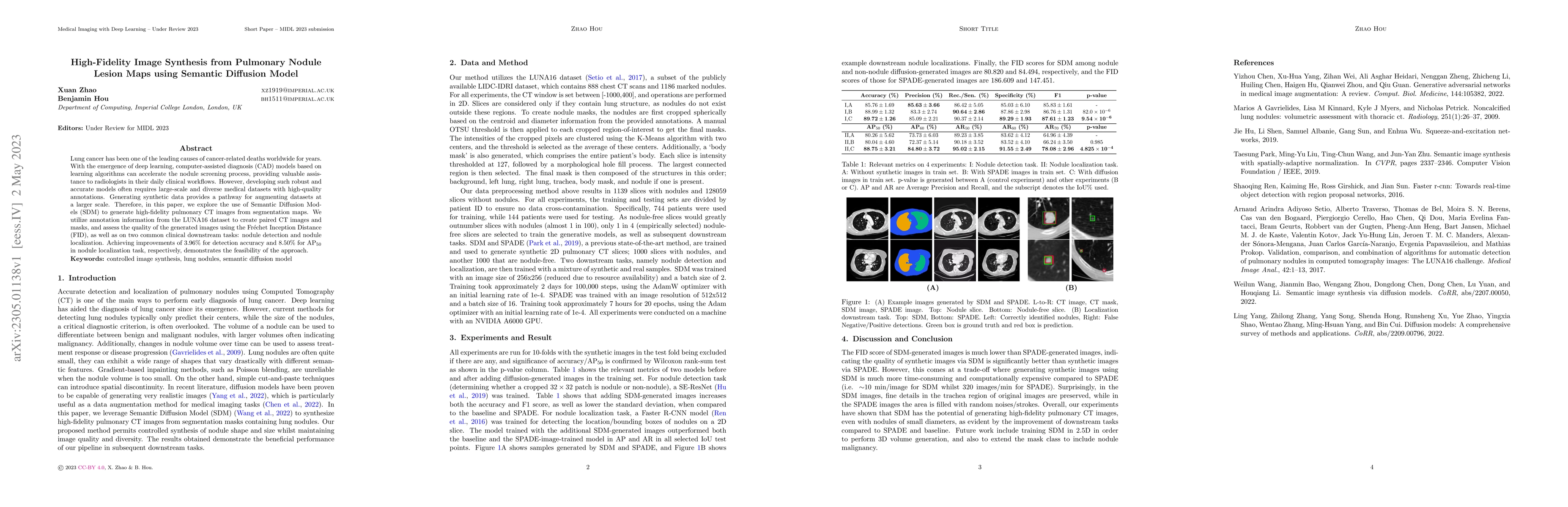 Thumbnail for High-Fidelity Image Synthesis from Pulmonary Nodule Lesion Maps using
  Semantic Diffusion Model