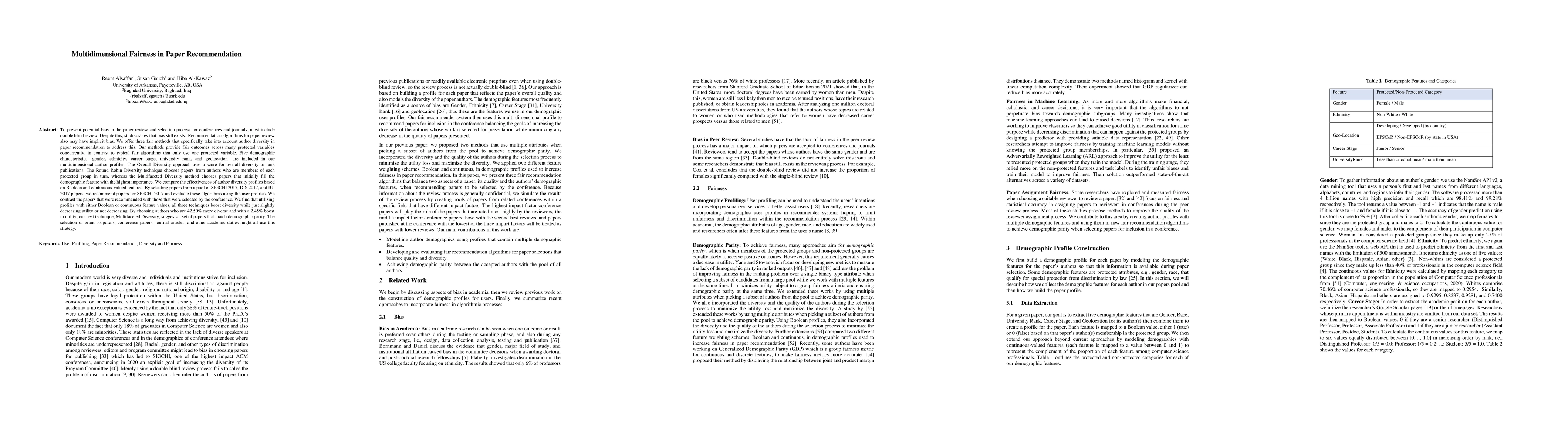Thumbnail for Multidimensional Fairness in Paper Recommendation
