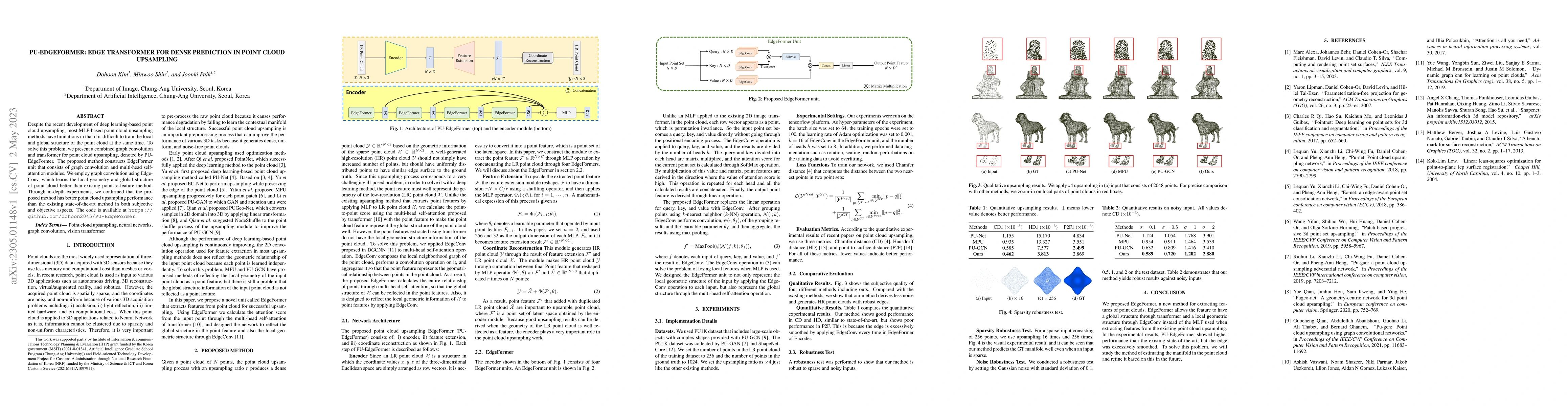 Thumbnail for PU-EdgeFormer: Edge Transformer for Dense Prediction in Point Cloud
  Upsampling