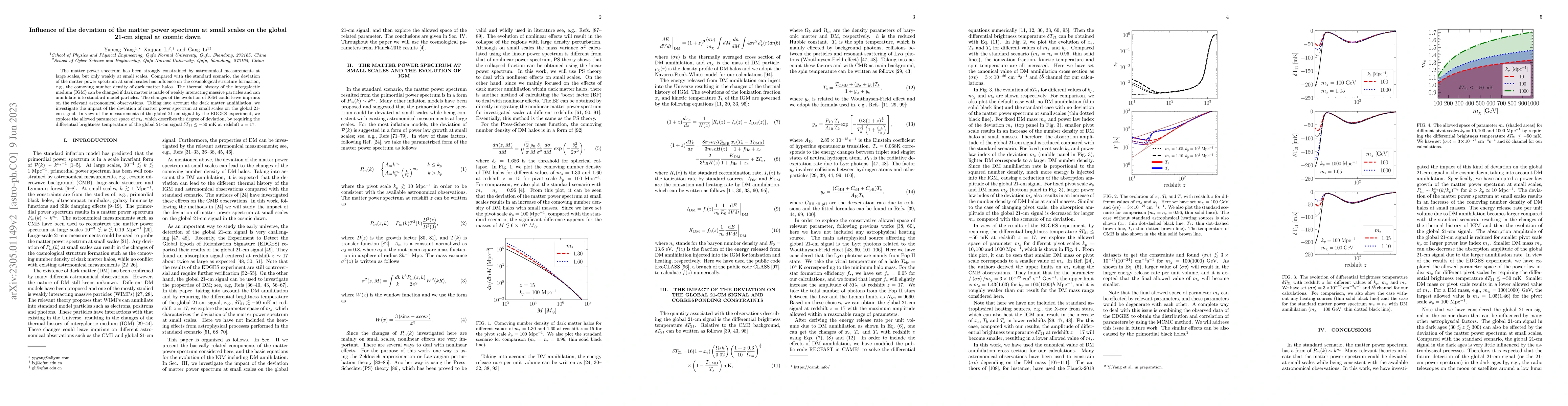 Thumbnail for Influence of the deviation of the matter power spectrum at small scales
  on the global 21-cm signal at cosmic dawn