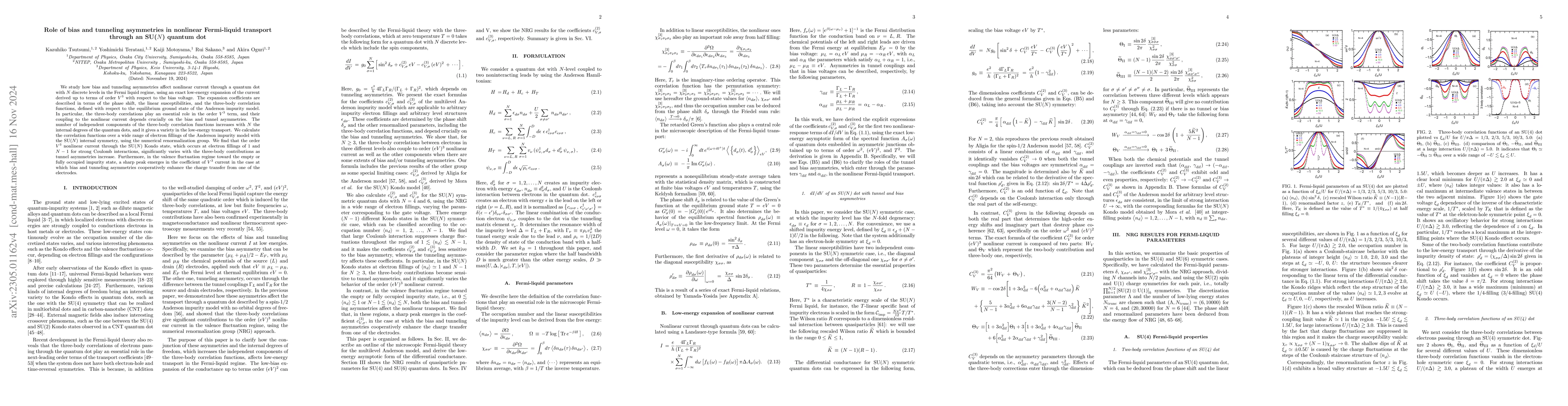 Thumbnail for Role of bias and tunneling asymmetries in nonlinear Fermi-liquid
  transport through an SU($N$) quantum dot