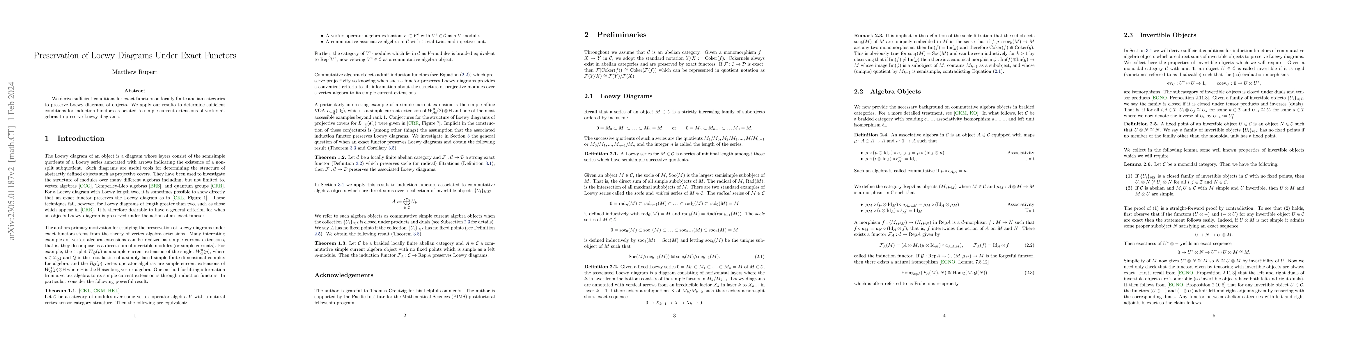 Thumbnail for Preservation of Loewy Diagrams Under Exact Functors
