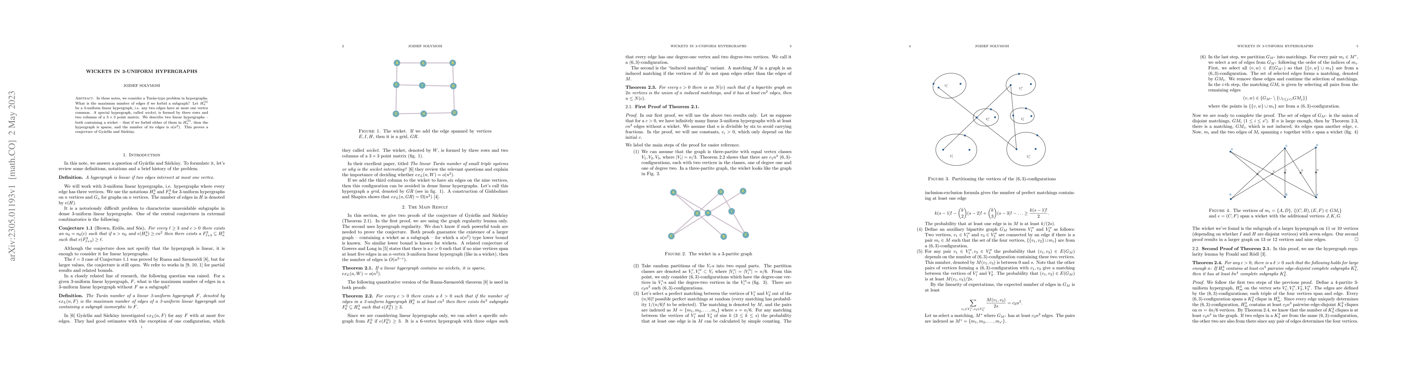 Thumbnail for Wickets in 3-uniform Hypergraphs