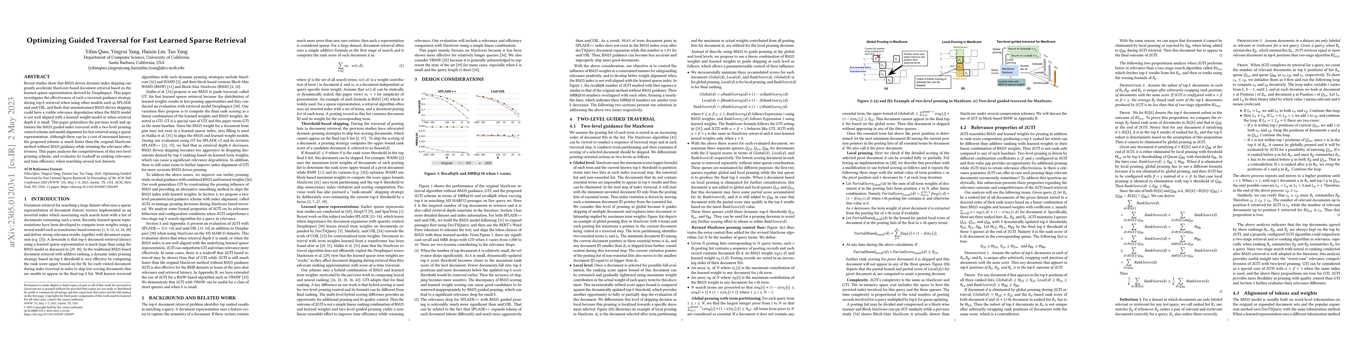 Thumbnail for Optimizing Guided Traversal for Fast Learned Sparse Retrieval
