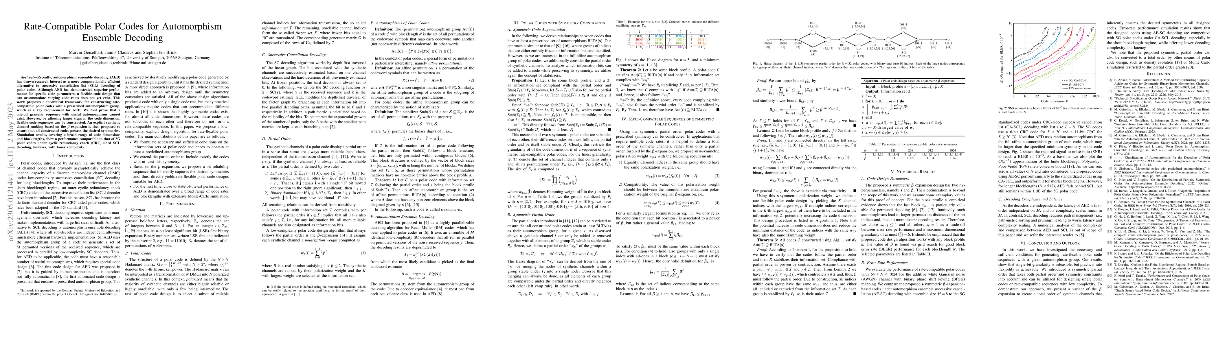 Thumbnail for Rate-Compatible Polar Codes for Automorphism Ensemble Decoding