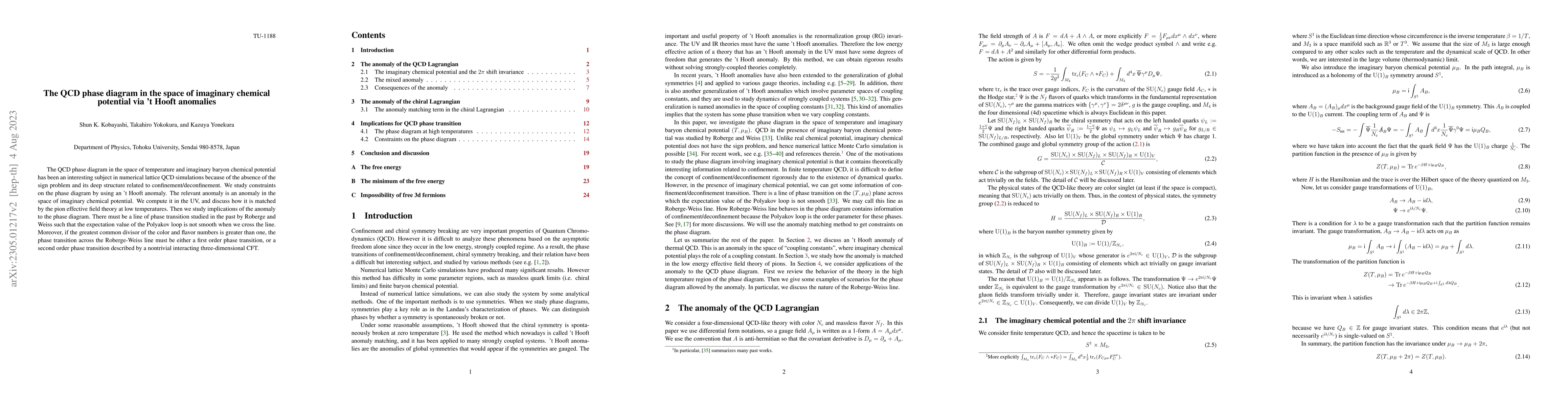 Thumbnail for The QCD phase diagram in the space of imaginary chemical potential via
  't Hooft anomalies
