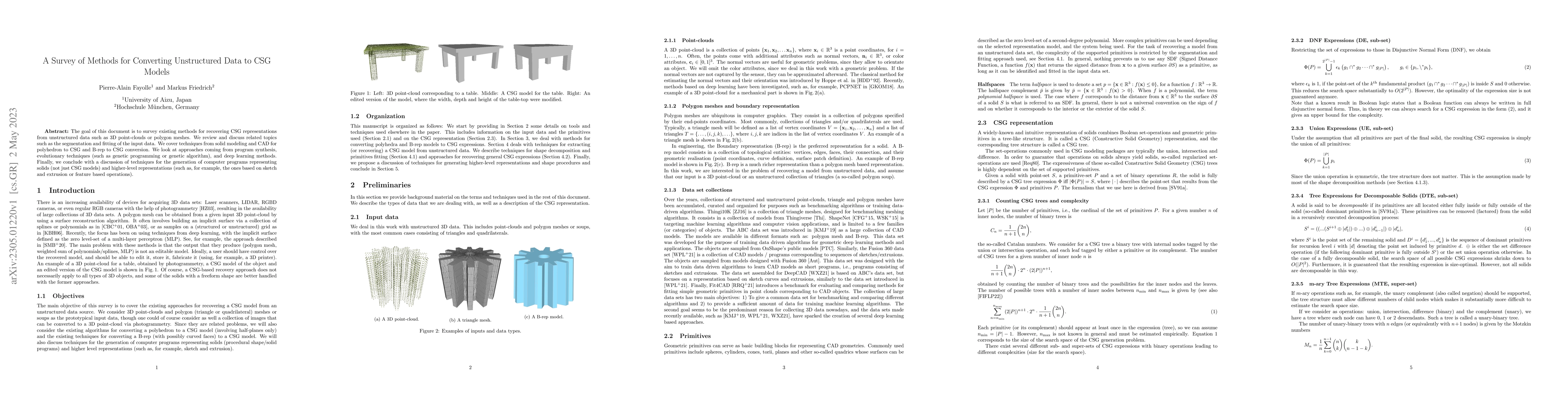Thumbnail for A Survey of Methods for Converting Unstructured Data to CSG Models