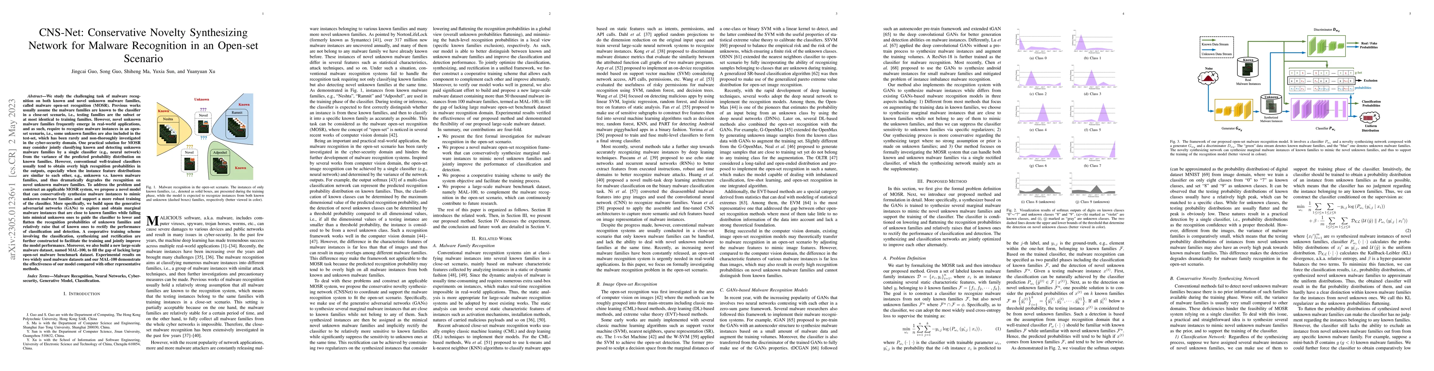 Thumbnail for CNS-Net: Conservative Novelty Synthesizing Network for Malware
  Recognition in an Open-set Scenario