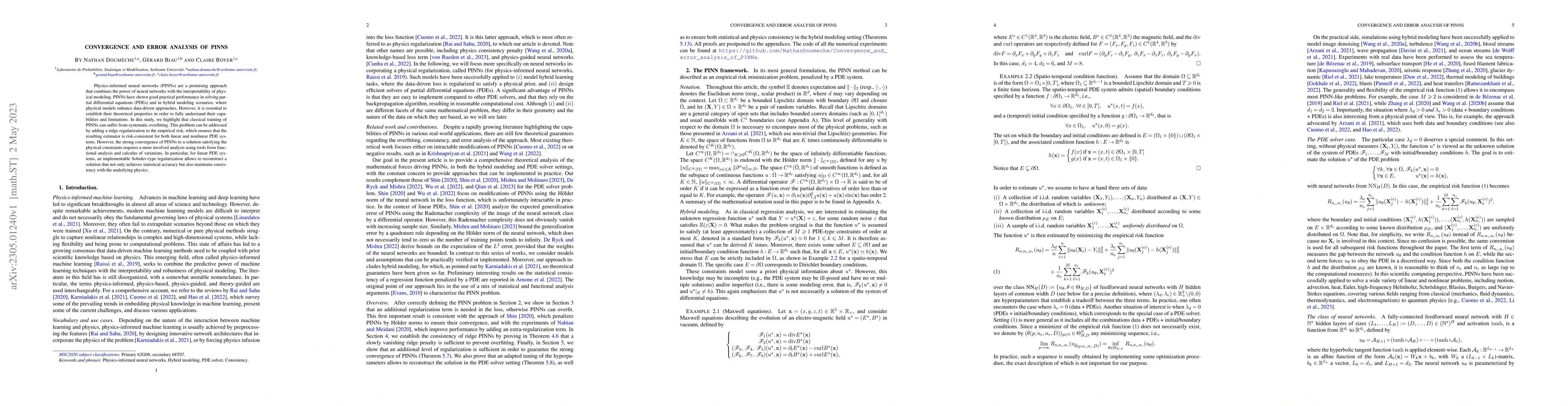 Thumbnail for Convergence and error analysis of PINNs
