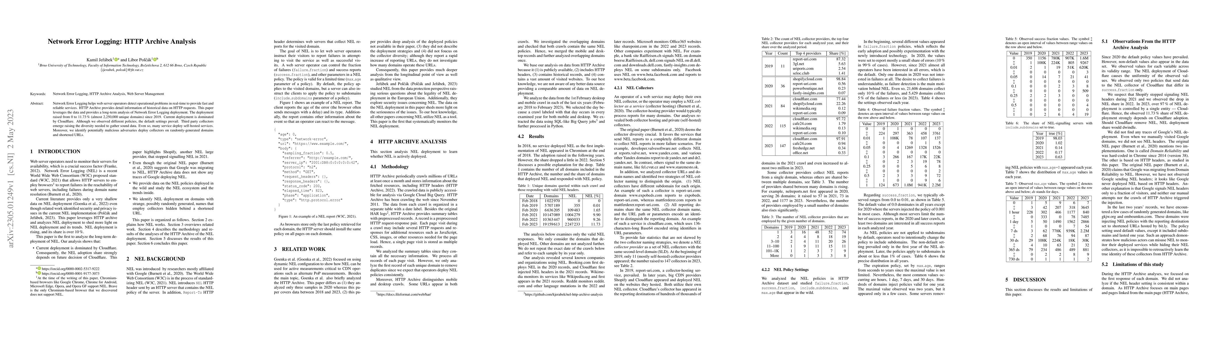 Thumbnail for Network Error Logging: HTTP Archive Analysis