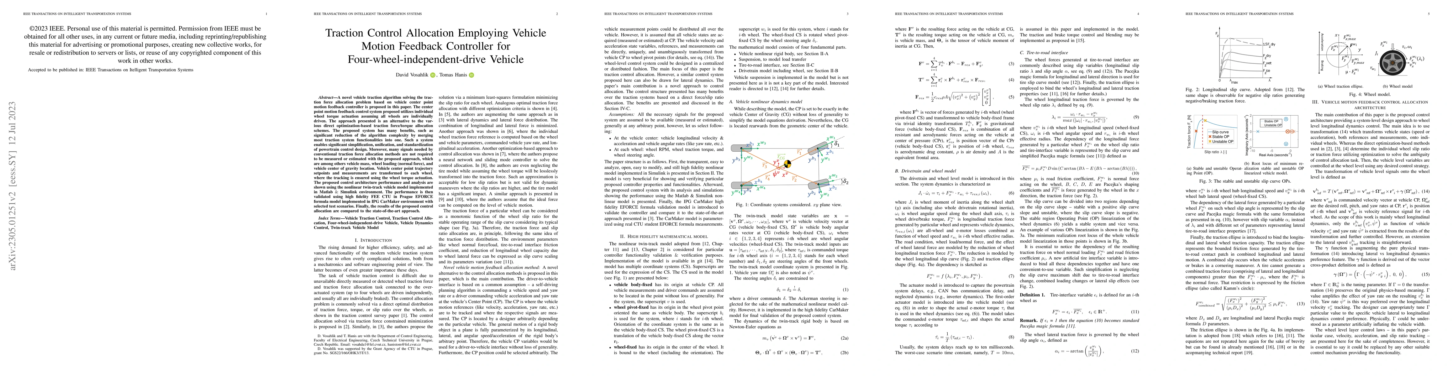 Thumbnail for Traction Control Allocation Employing Vehicle Motion Feedback Controller
  for Four-wheel-independent-drive Vehicle