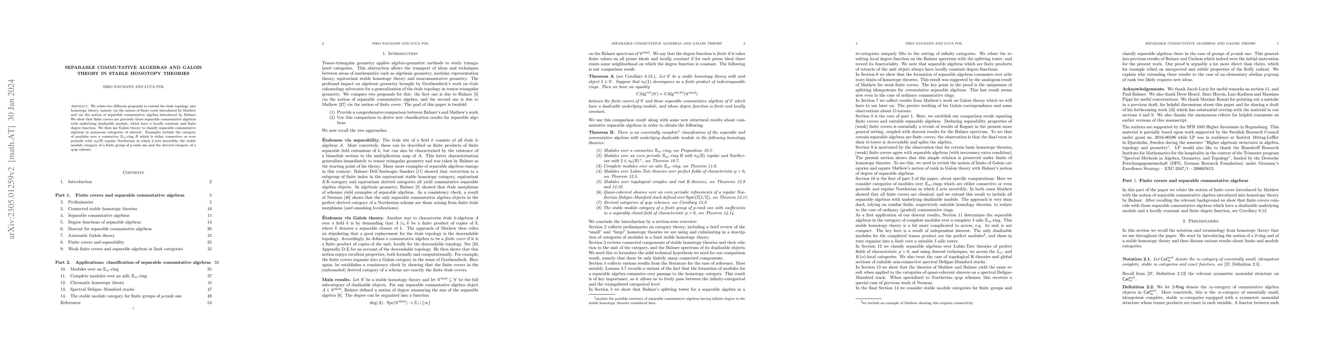 Thumbnail for Separable commutative algebras and Galois theory in stable homotopy
  theories