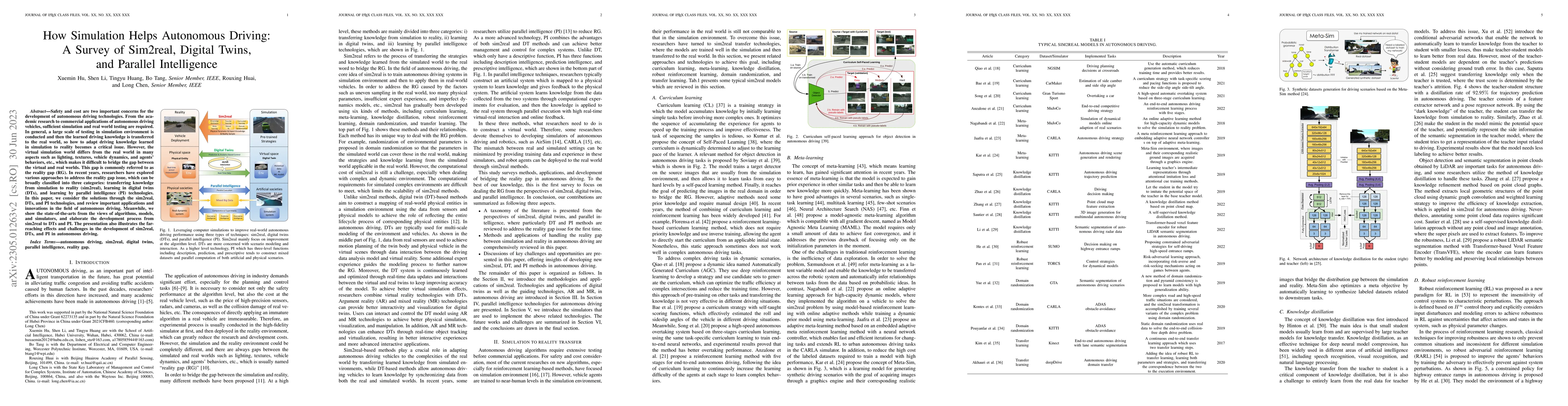 Thumbnail for How Simulation Helps Autonomous Driving:A Survey of Sim2real, Digital
  Twins, and Parallel Intelligence