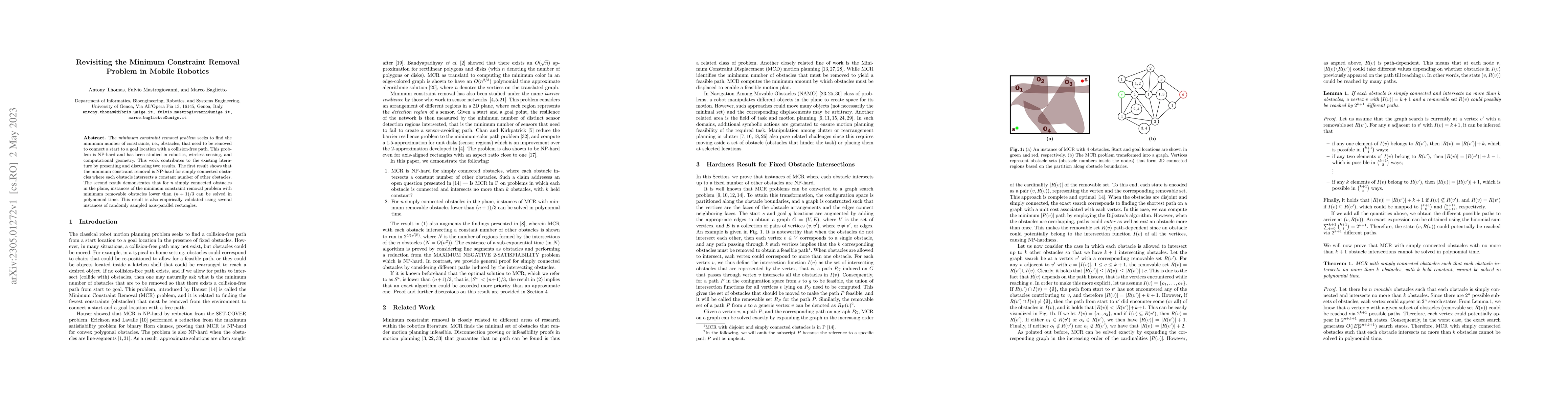 Thumbnail for Revisiting the Minimum Constraint Removal Problem in Mobile Robotics
