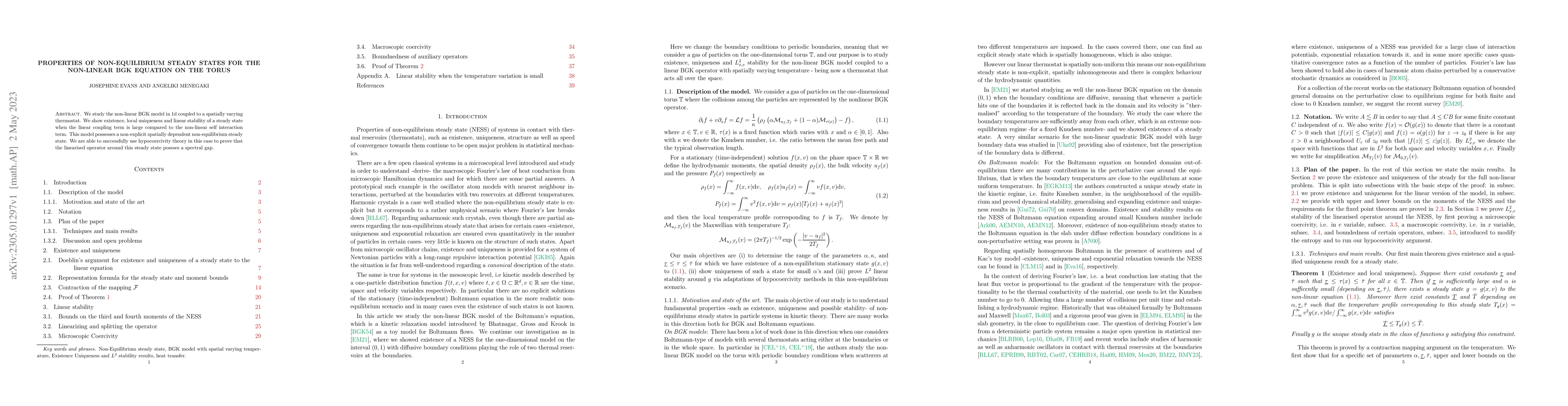 Thumbnail for Properties of Non-Equilibrium Steady States for the non-linear BGK
  equation on the torus