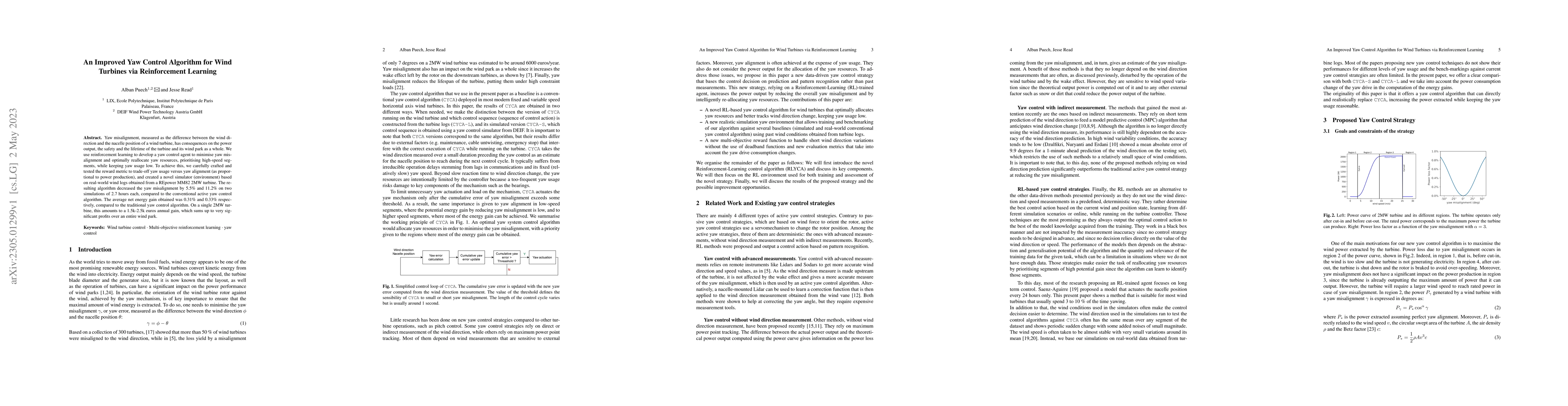 Thumbnail for An Improved Yaw Control Algorithm for Wind Turbines via Reinforcement
  Learning