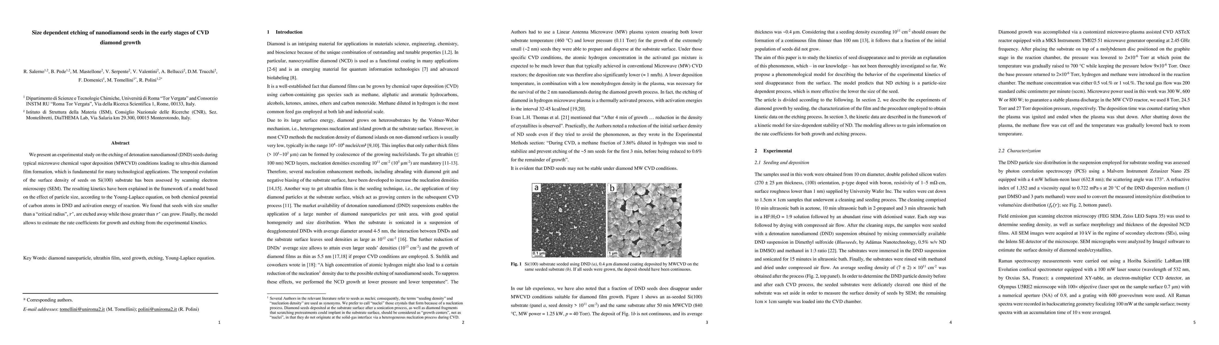 Thumbnail for Size dependent etching of nanodiamond seeds in the early stages of CVD
  diamond growth