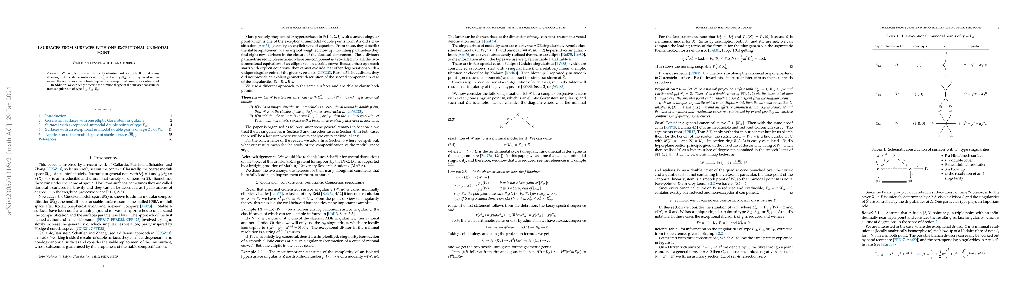 Thumbnail for I-surfaces from surfaces with one exceptional unimodal point