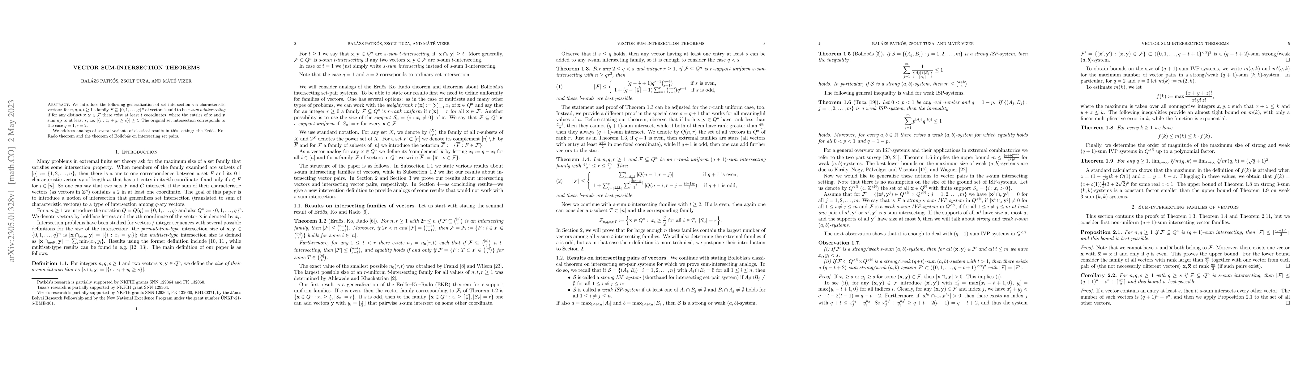 Thumbnail for Vector sum-intersection theorems
