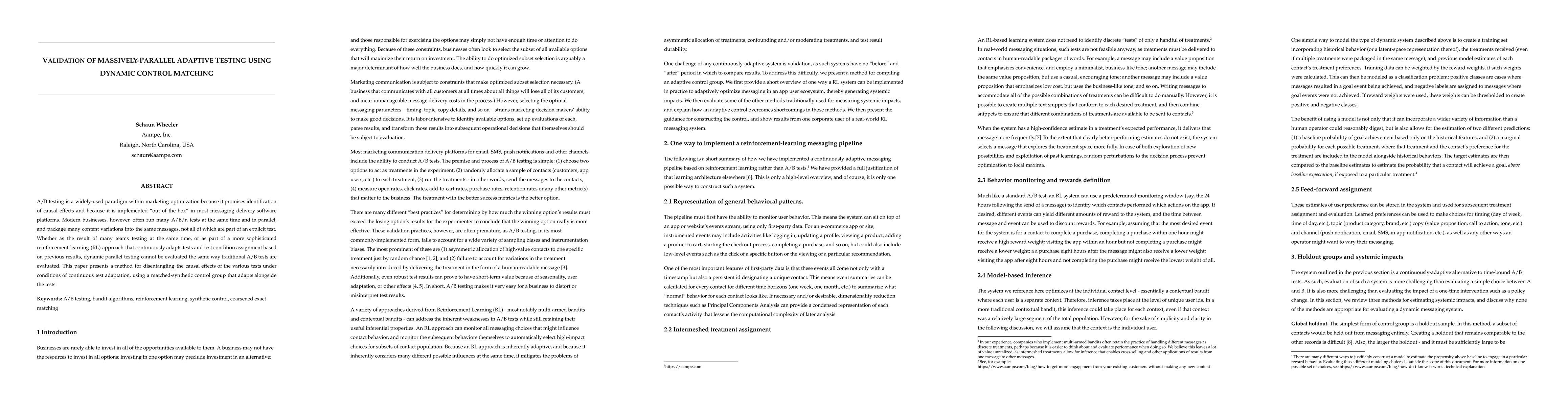 Thumbnail for Validation of massively-parallel adaptive testing using dynamic control
  matching