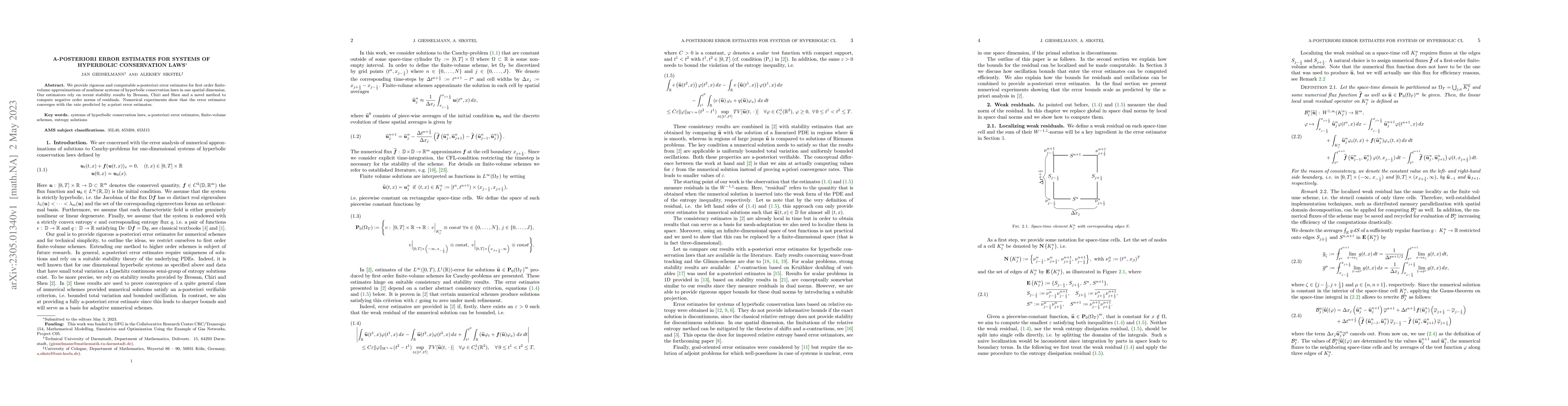Thumbnail for A-posteriori error estimates for systems of hyperbolic conservation laws