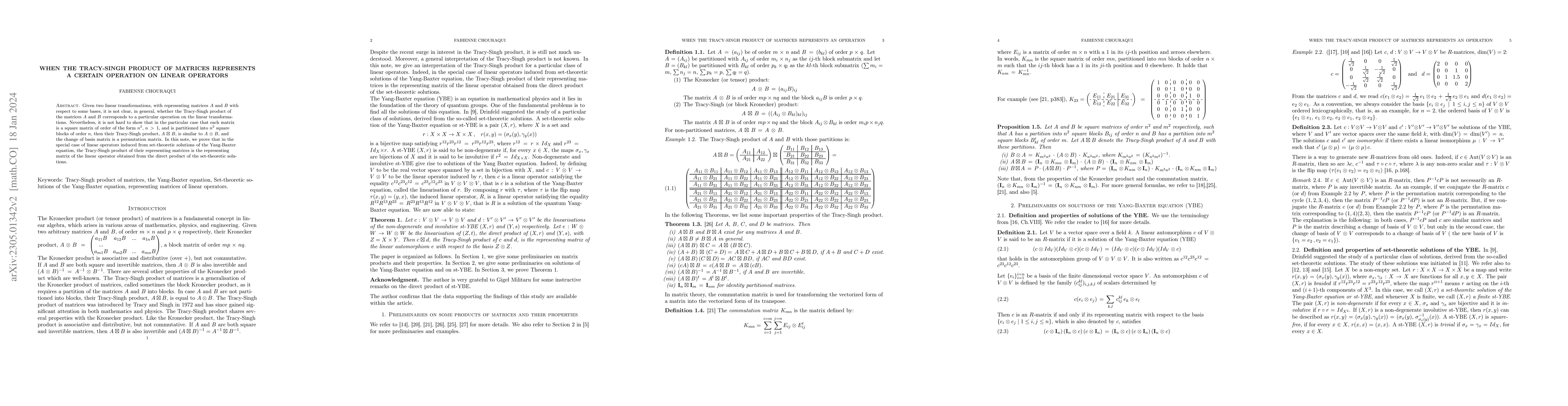 Thumbnail for When the Tracy-Singh product of matrices represents a certain operation
  on linear operators