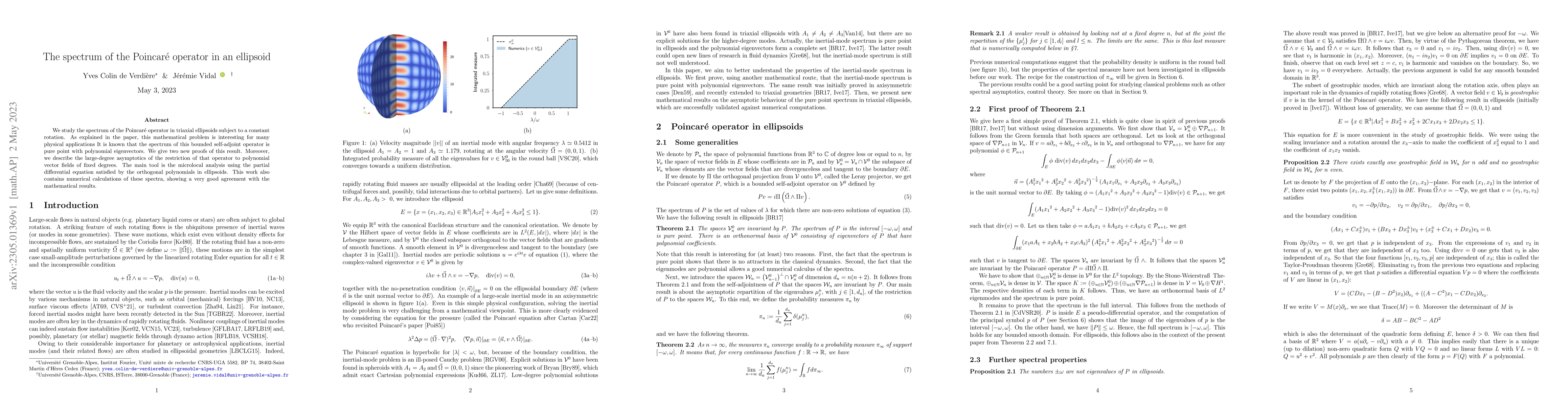 Thumbnail for The spectrum of the Poincar{\'e} operator in an ellipsoid