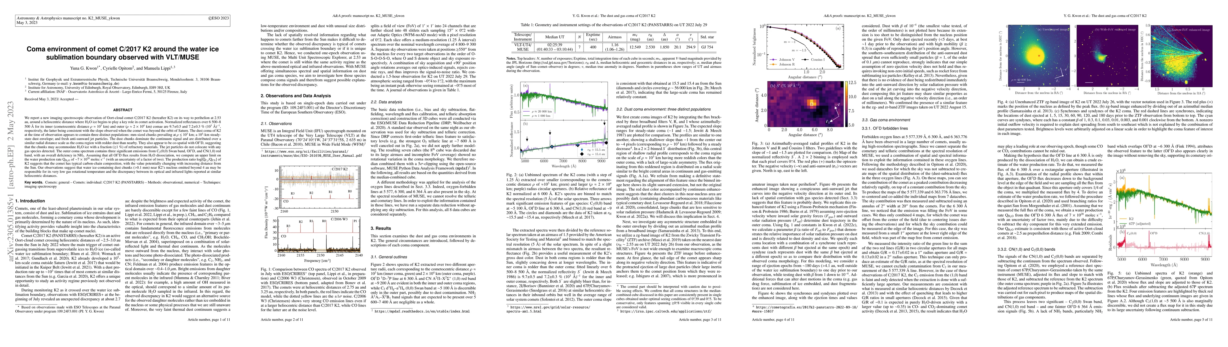Thumbnail for Coma environment of comet C/2017 K2 around the water ice sublimation
  boundary observed with VLT/MUSE