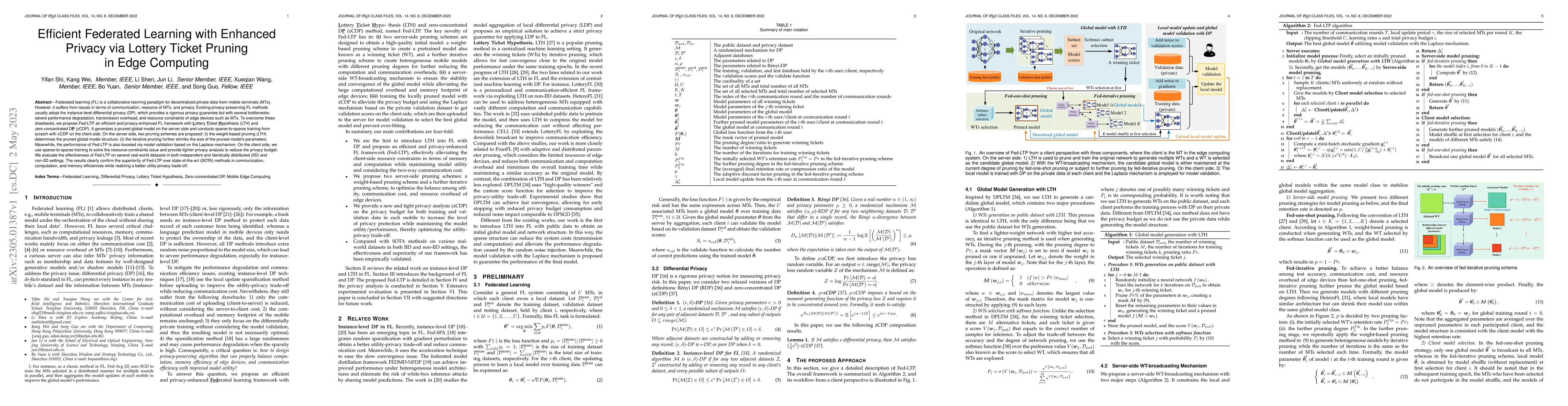 Thumbnail for Efficient Federated Learning with Enhanced Privacy via Lottery Ticket
  Pruning in Edge Computing