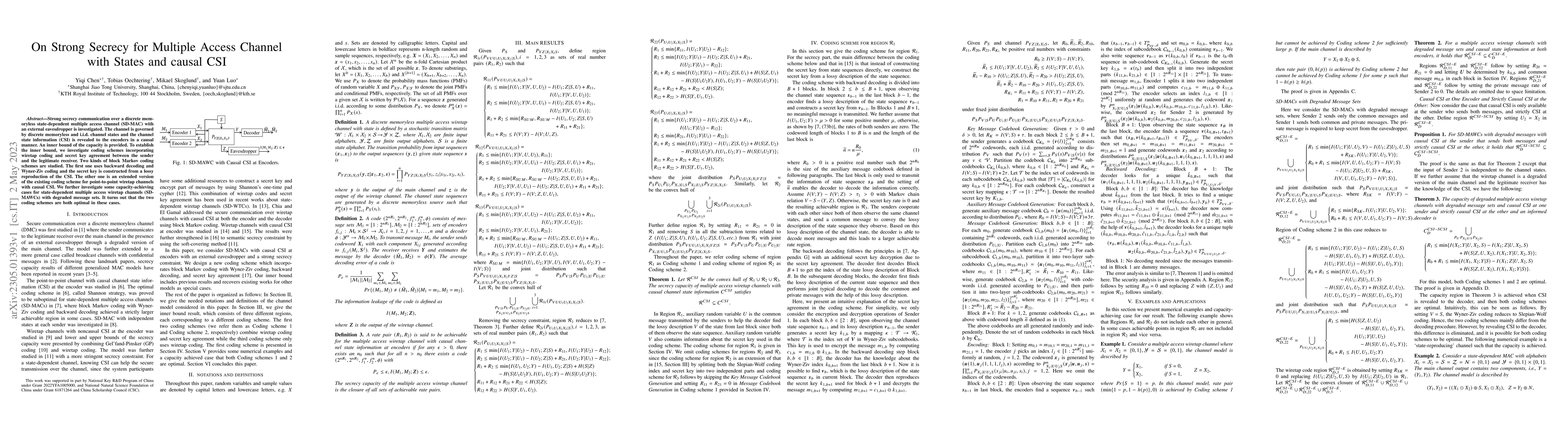 Thumbnail for On Strong Secrecy for Multiple Access Channel with States and Causal CSI