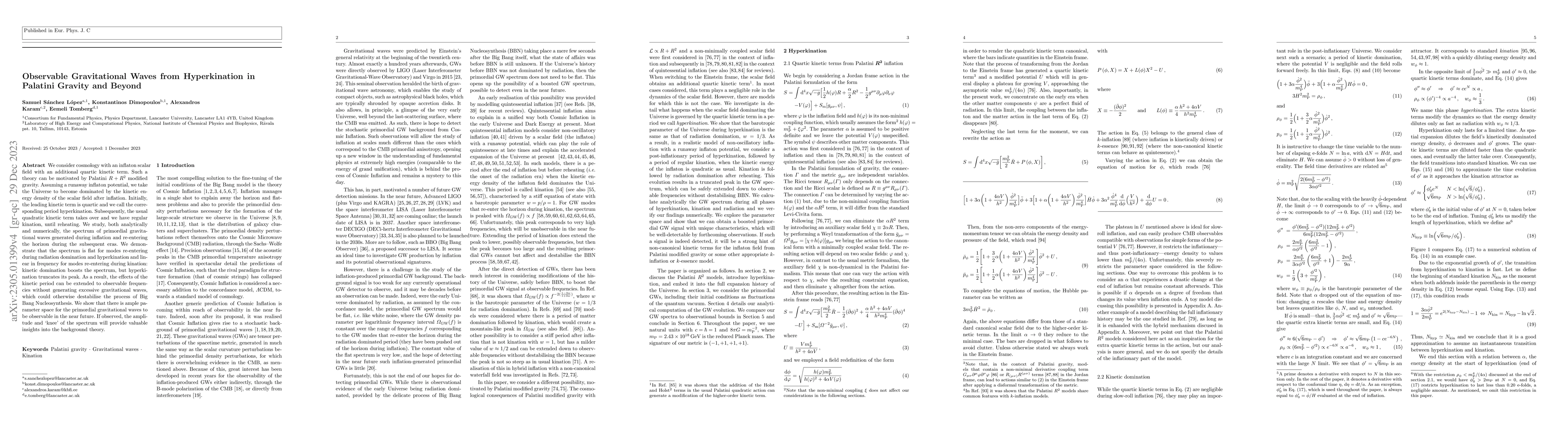 Thumbnail for Observable Gravitational Waves from Hyperkination in Palatini Gravity
  and Beyond