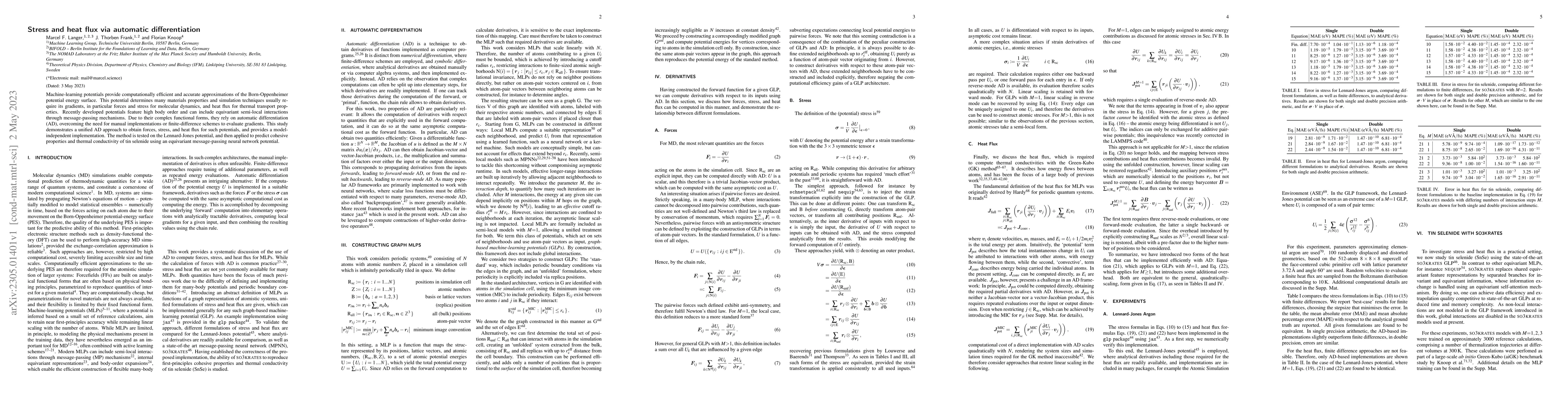 Thumbnail for Stress and heat flux via automatic differentiation