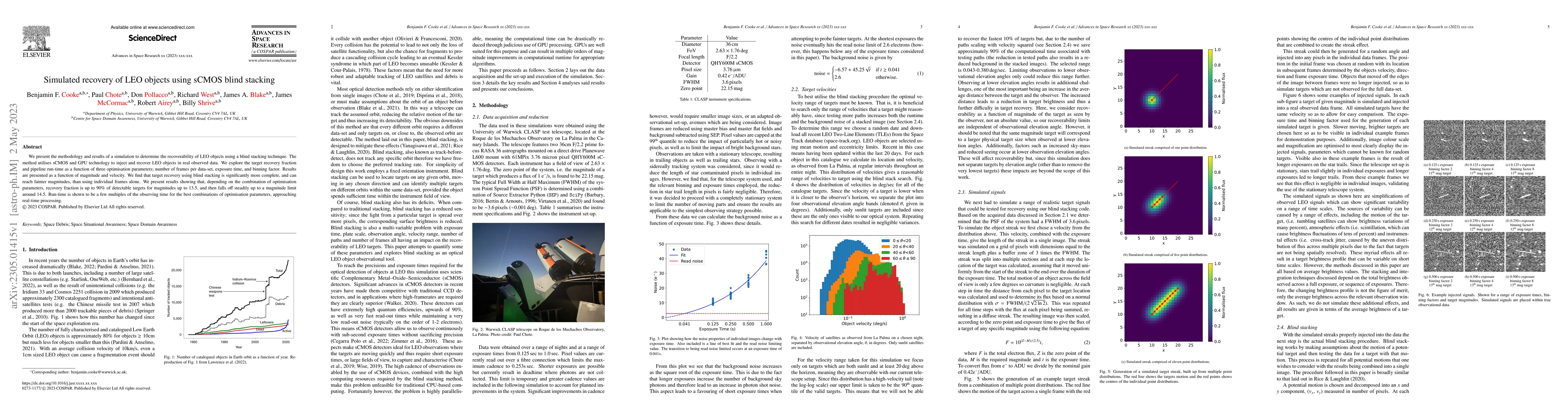 Thumbnail for Simulated recovery of LEO objects using sCMOS blind stacking