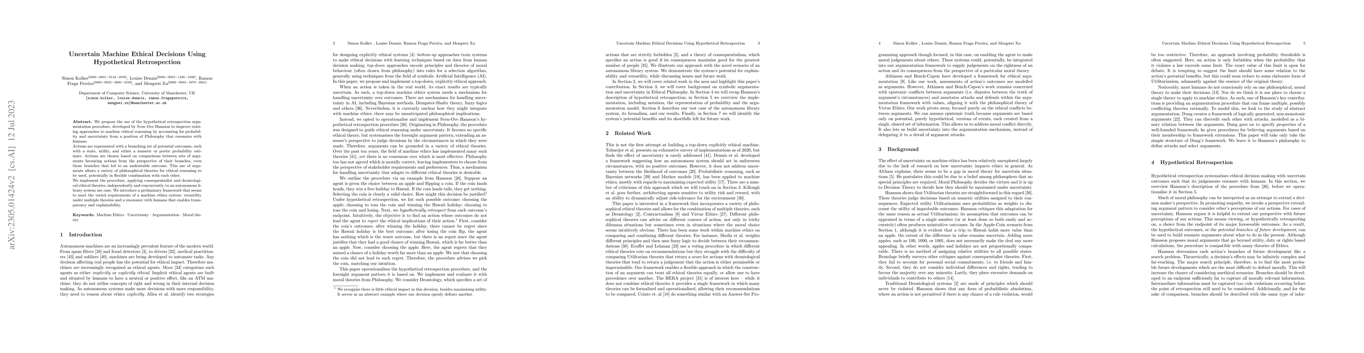 Thumbnail for Uncertain Machine Ethical Decisions Using Hypothetical Retrospection