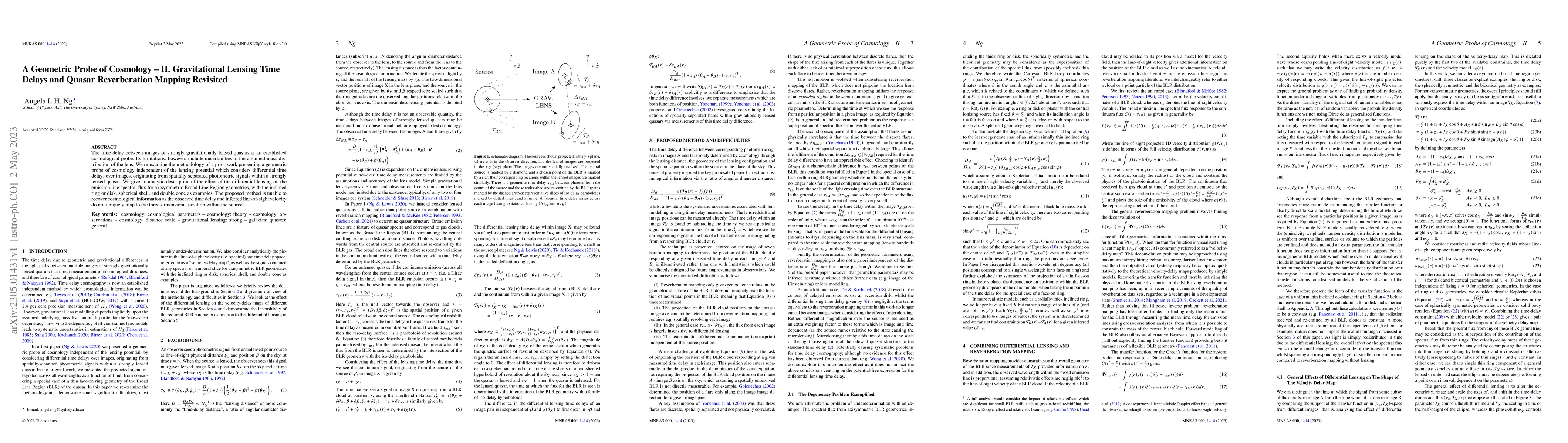 Thumbnail for A Geometric Probe of Cosmology -- II. Gravitational Lensing Time Delays
  and Quasar Reverberation Mapping Revisited