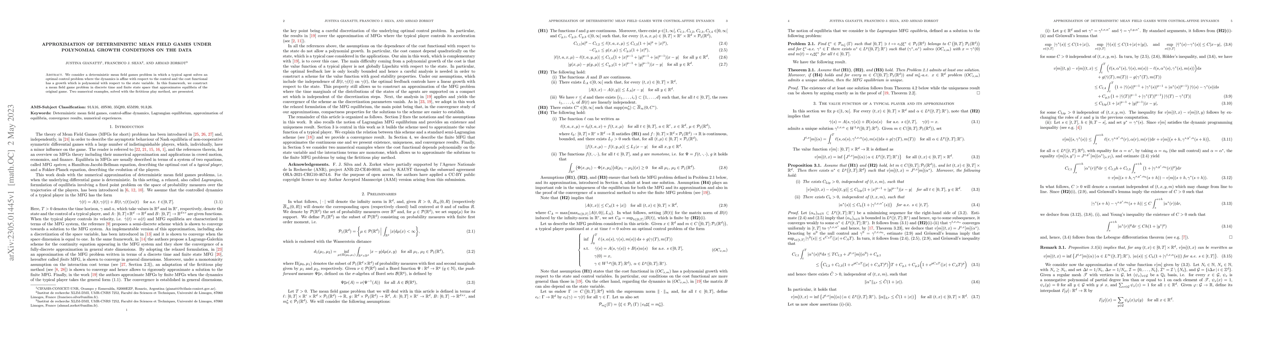 Thumbnail for Approximation of deterministic mean field games under polynomial growth
  conditions on the data