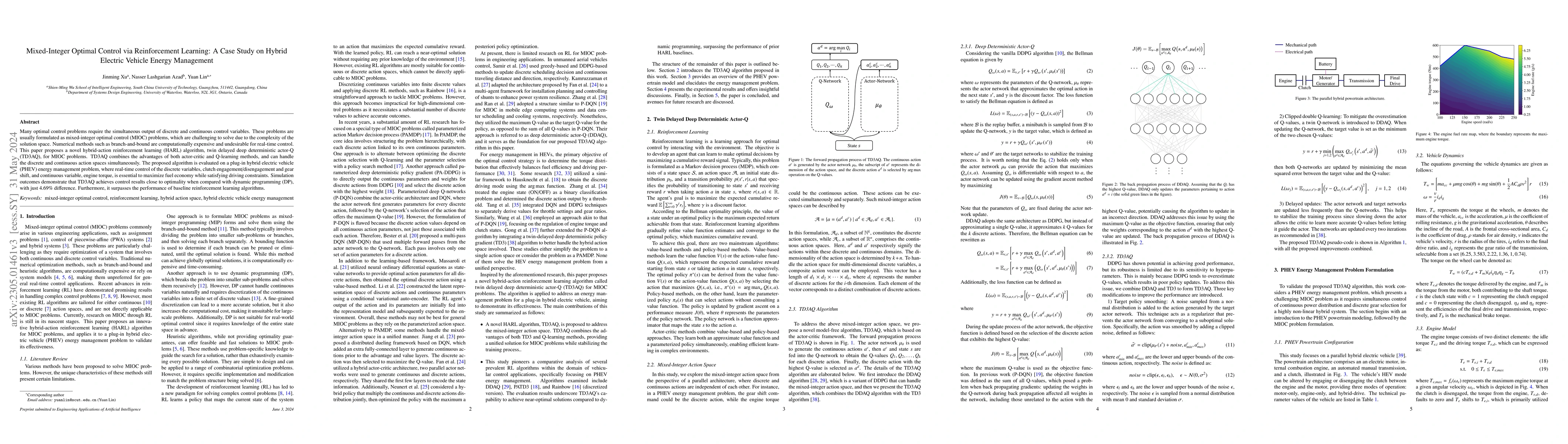 Thumbnail for Mixed-Integer Optimal Control via Reinforcement Learning: A Case Study
  on Hybrid Electric Vehicle Energy Management