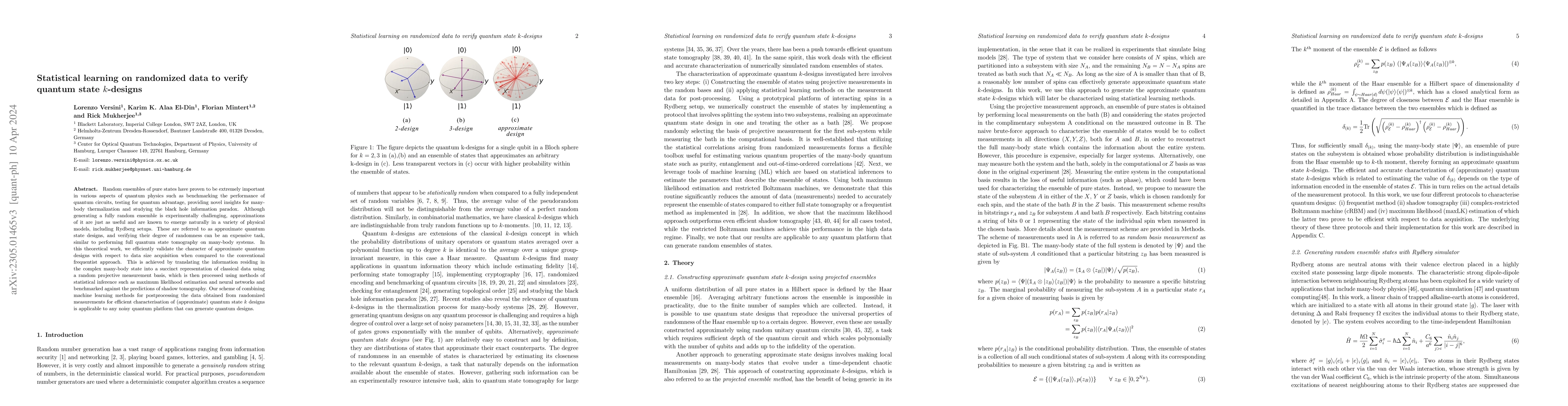 Thumbnail for Statistical learning on randomized data to verify quantum state
  k-designs