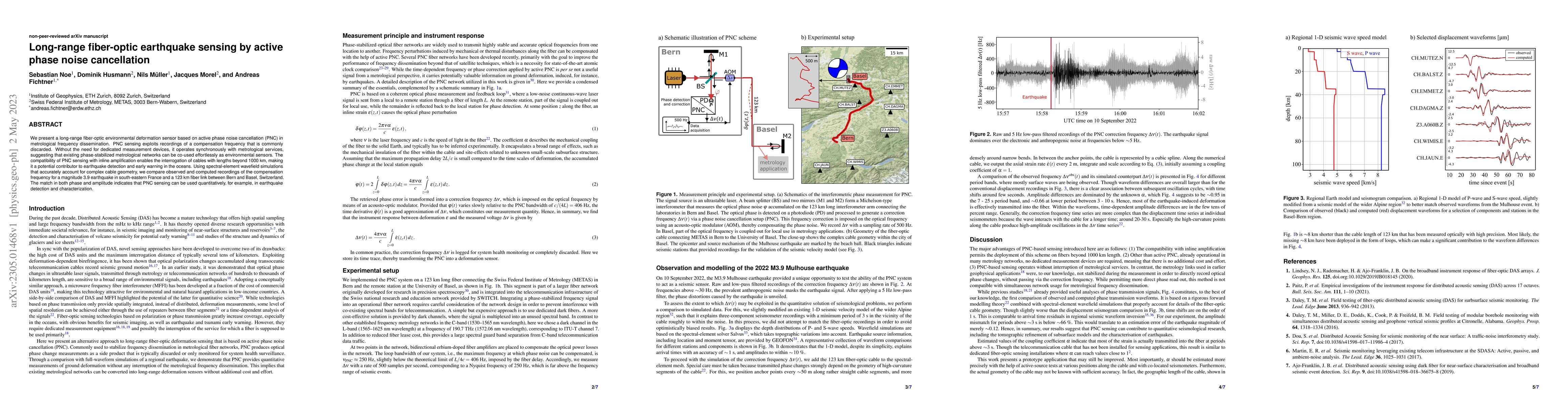 Thumbnail for Long-range fiber-optic earthquake sensing by active phase noise
  cancellation